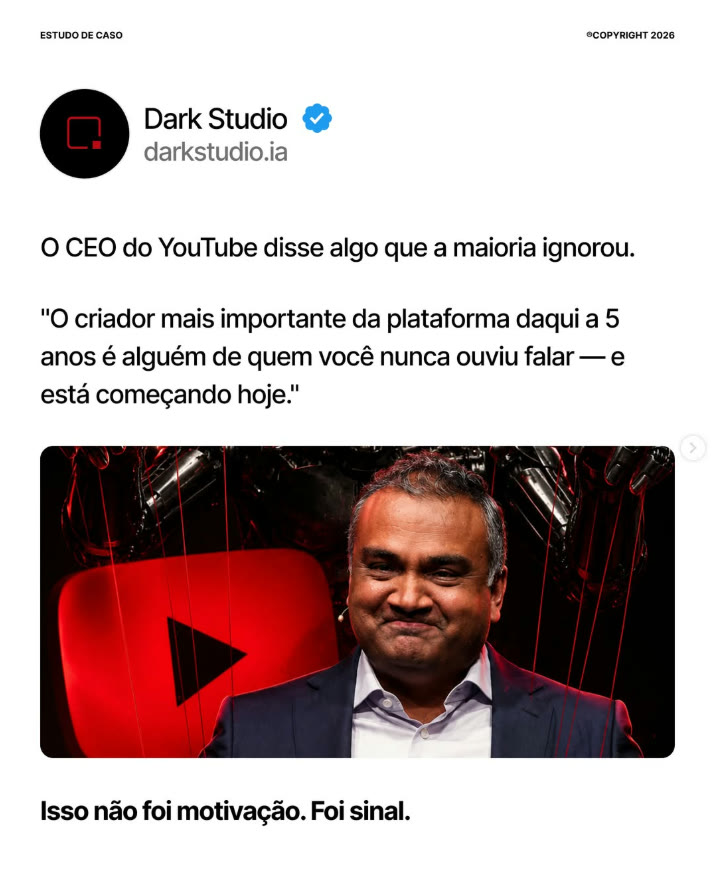 Carrossel estudo de caso — o que o CEO do YouTube disse sobre os próximos criadores